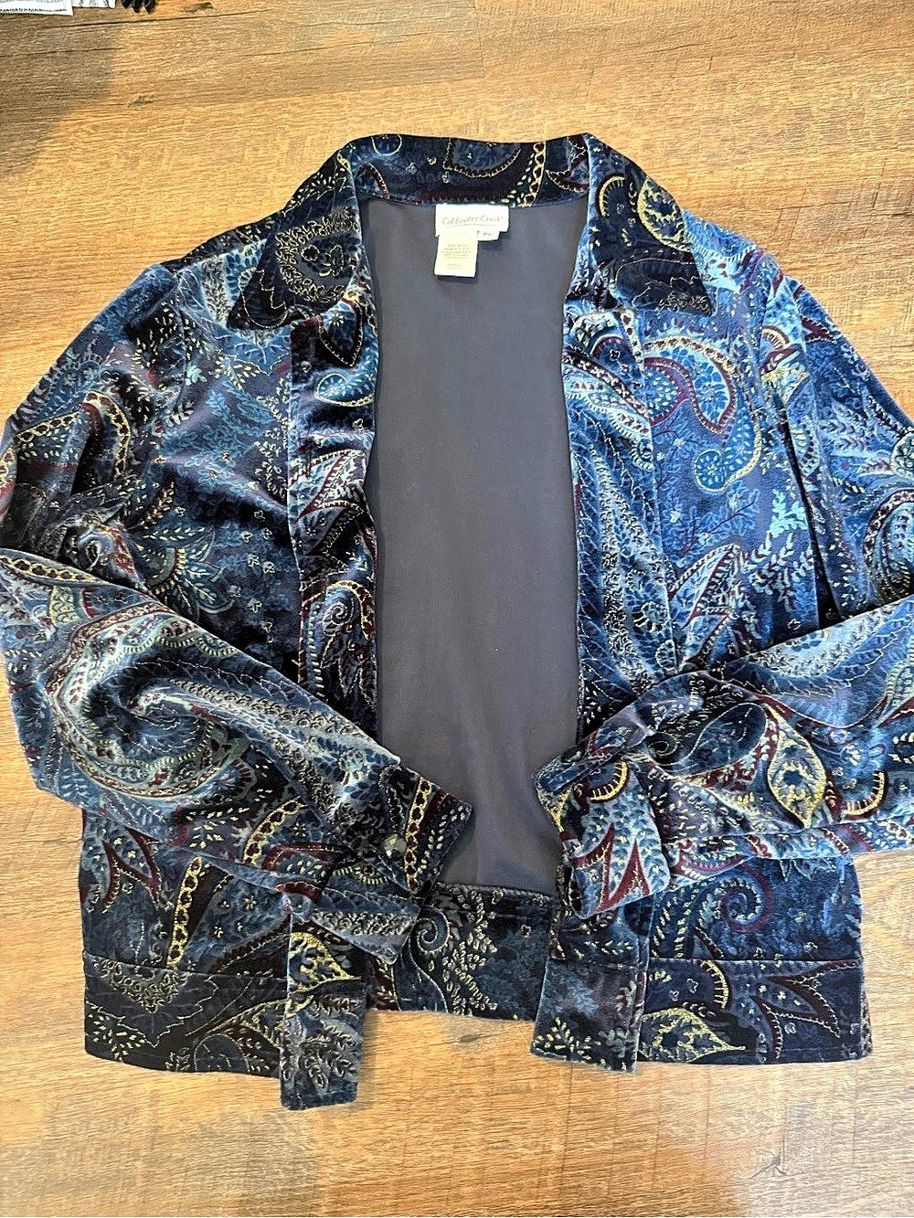 Coldwater Creek Paisley Blazer in Blue & Black Size Large Like New